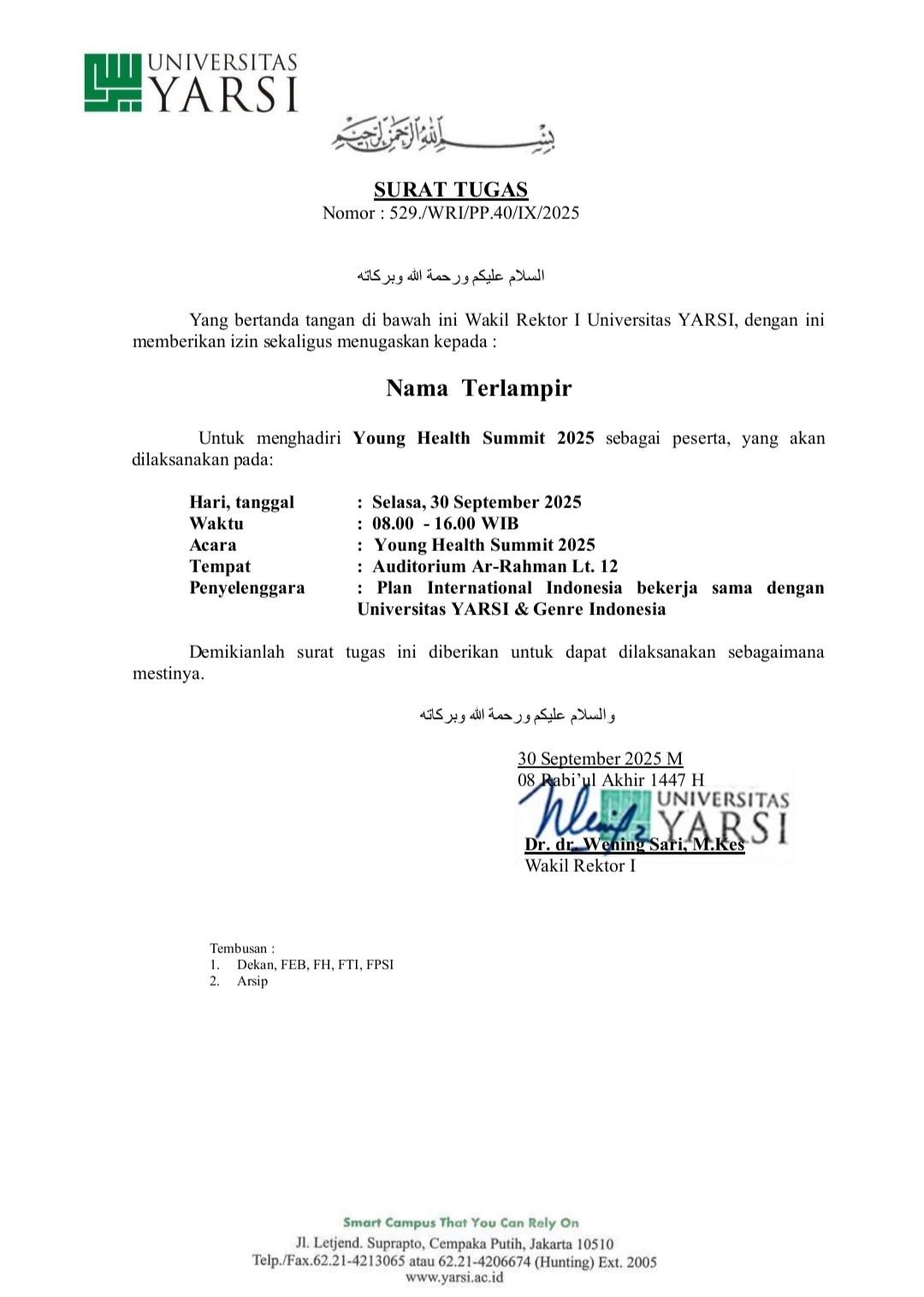 Surat Izin Tugas Hilmilah 30 September 2025